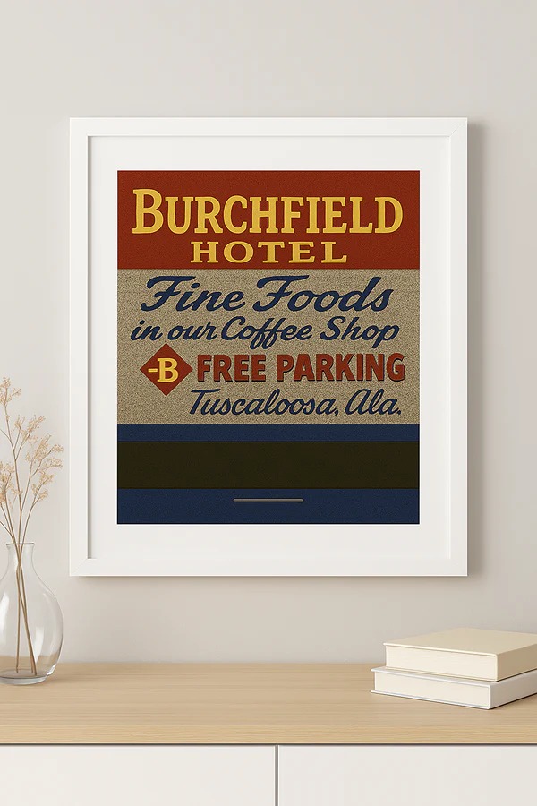 Burchfield Hotel – Vintage Matchbook Wall Art – Fine Art Photography Print