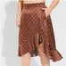 Midi Stretch Satin Hi-Low Ruffle Polkadot Skirt
