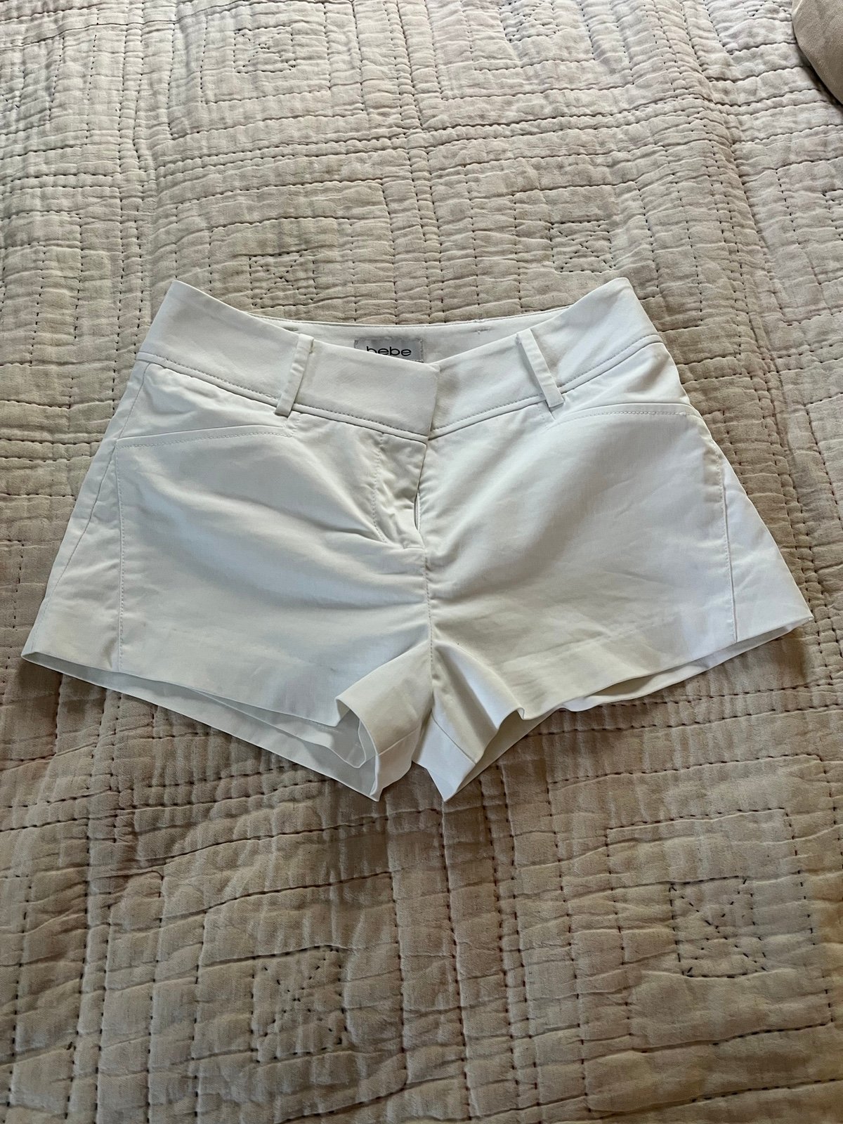 Vintage BEBE white lined shorts