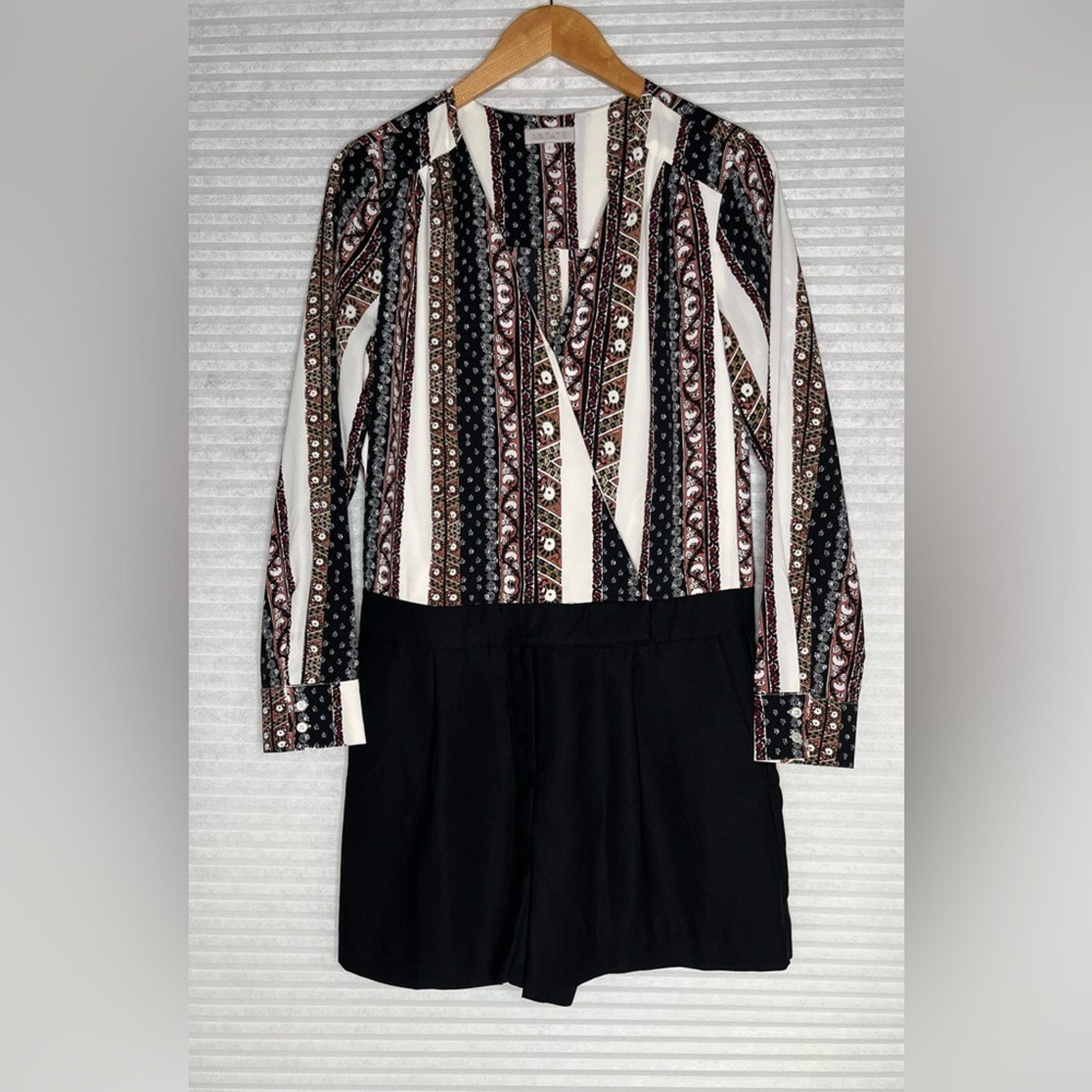 1 State Women's Long Sleeve Black Short Romper Size 6