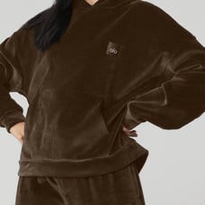 Alo Velour Baller Sold Out Hoodie, Chocolate Brown, M
