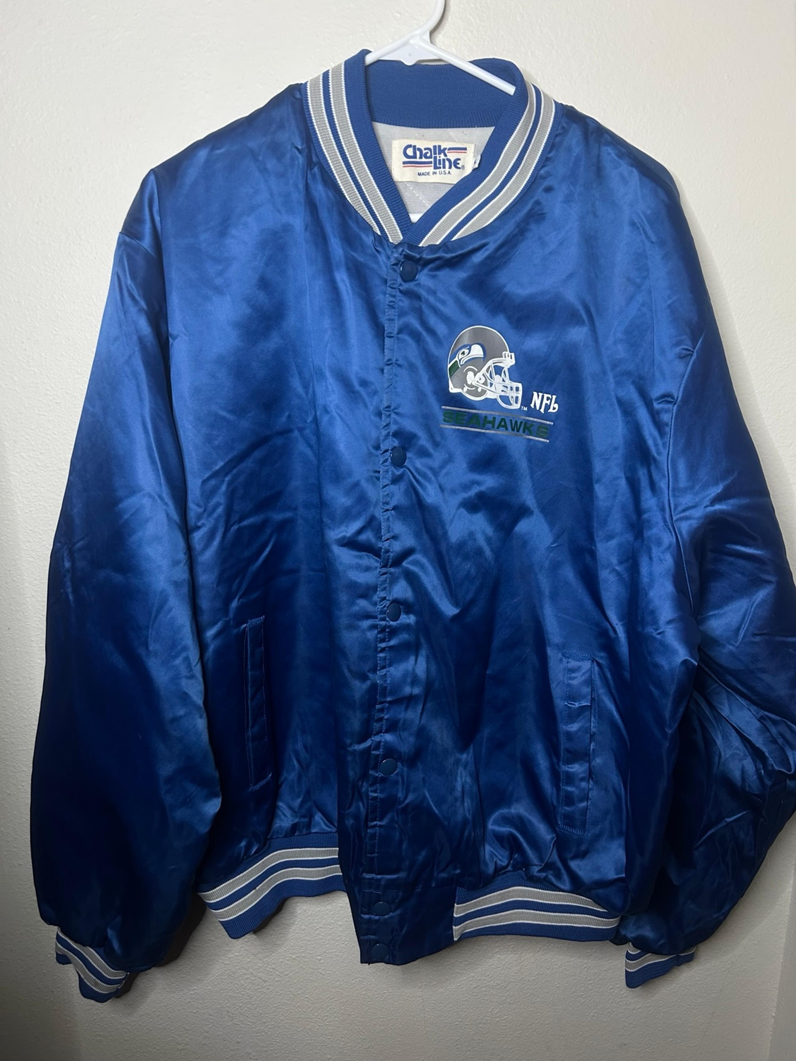 Seattle Seahawks Jacket Chalk Line Satin Bomber Vintage 90s NFL Mens XXL
