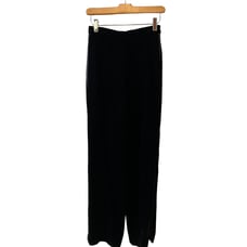 Hanae Mori Paris Haute Couture High Waisted Black Velvet Tuxedo Pants 38