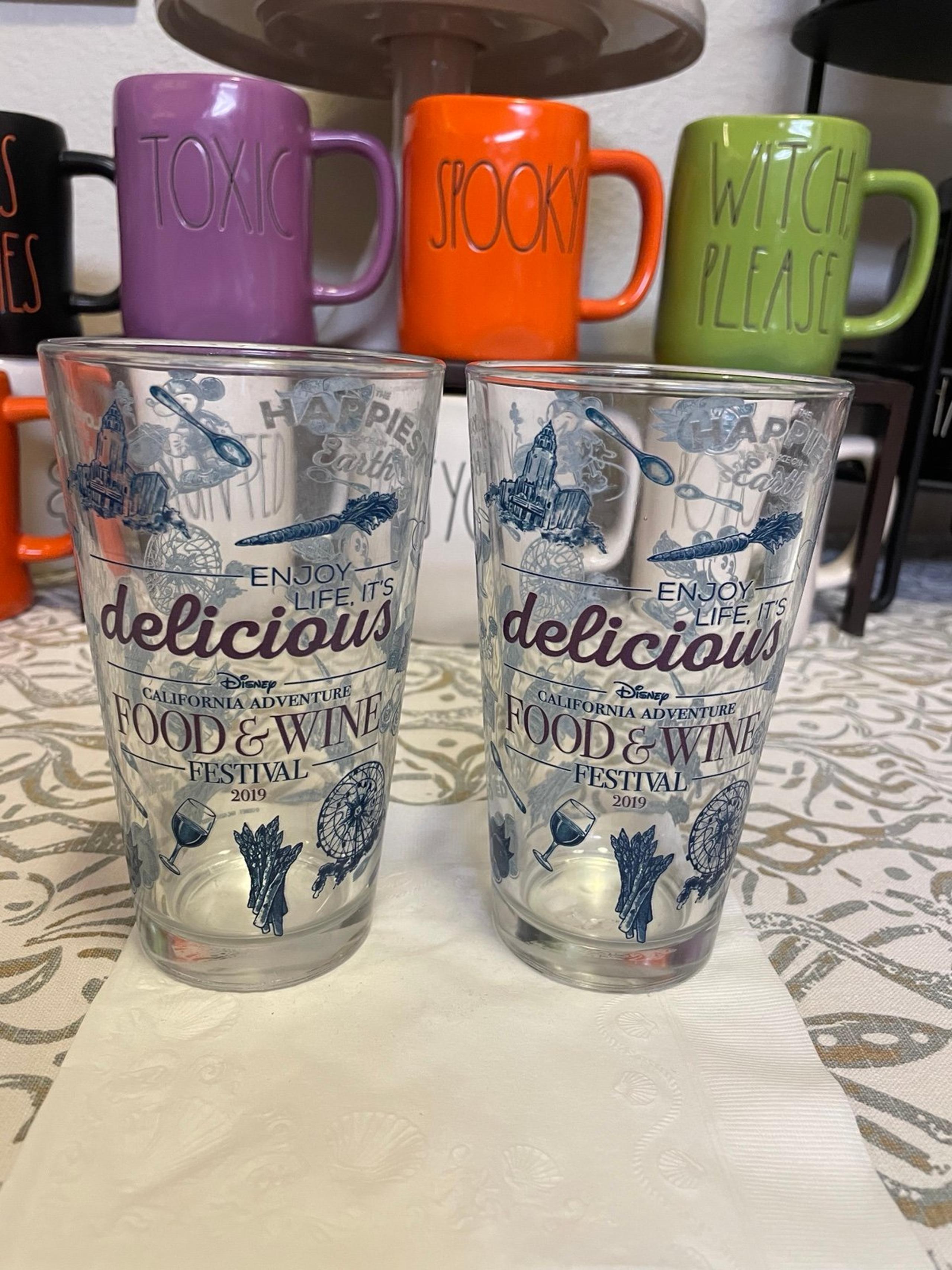 Disney California Adventure 2019 Food & Wine Festival Drinking Glass Tumblers.