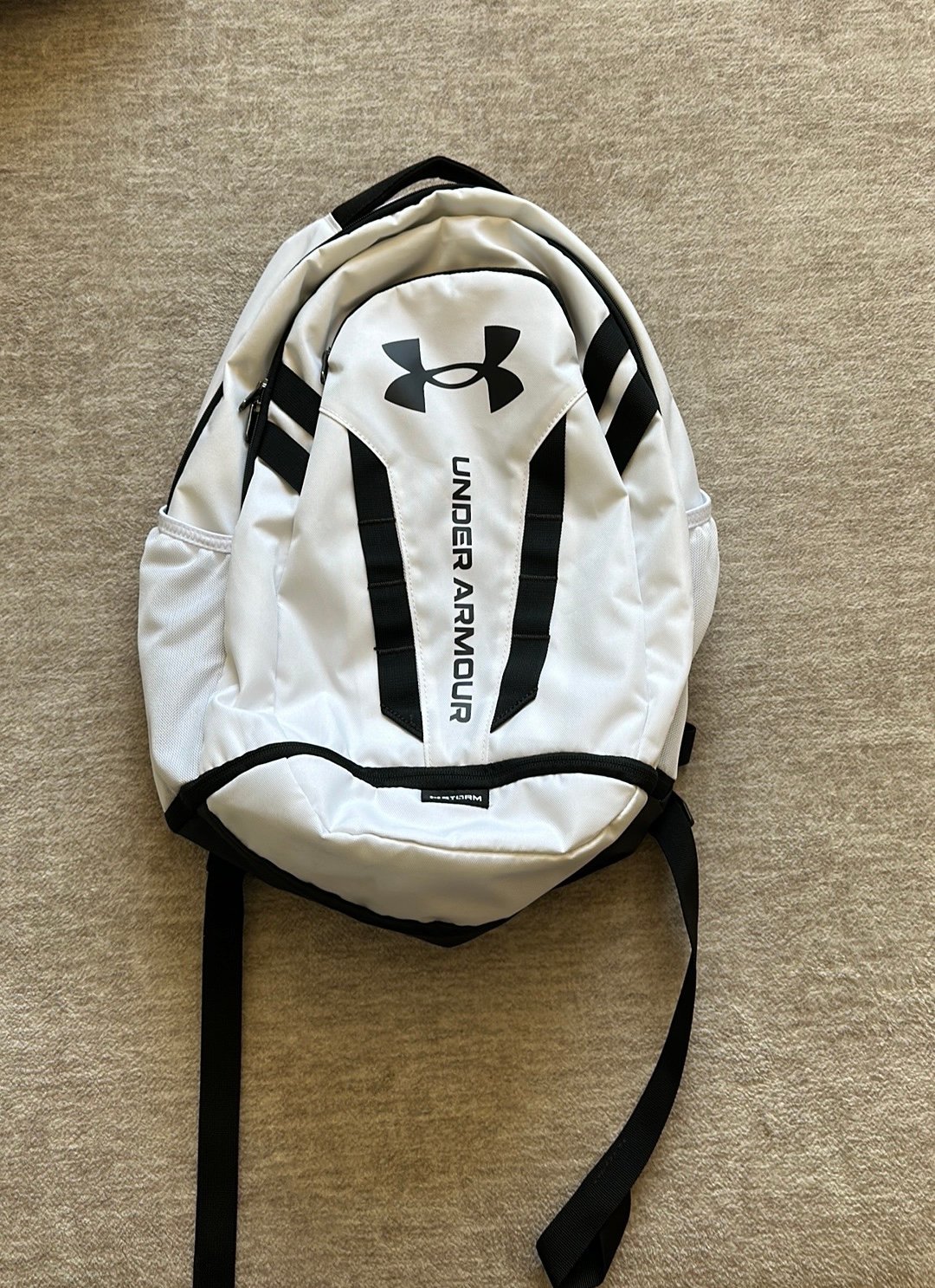 Under Armour white and black backpack