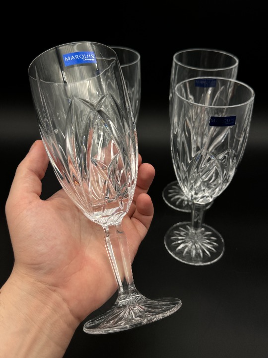 Brookside by Marquis Waterford Set of 4 Crystal Iced Beverage Glass Goblets 8.5'