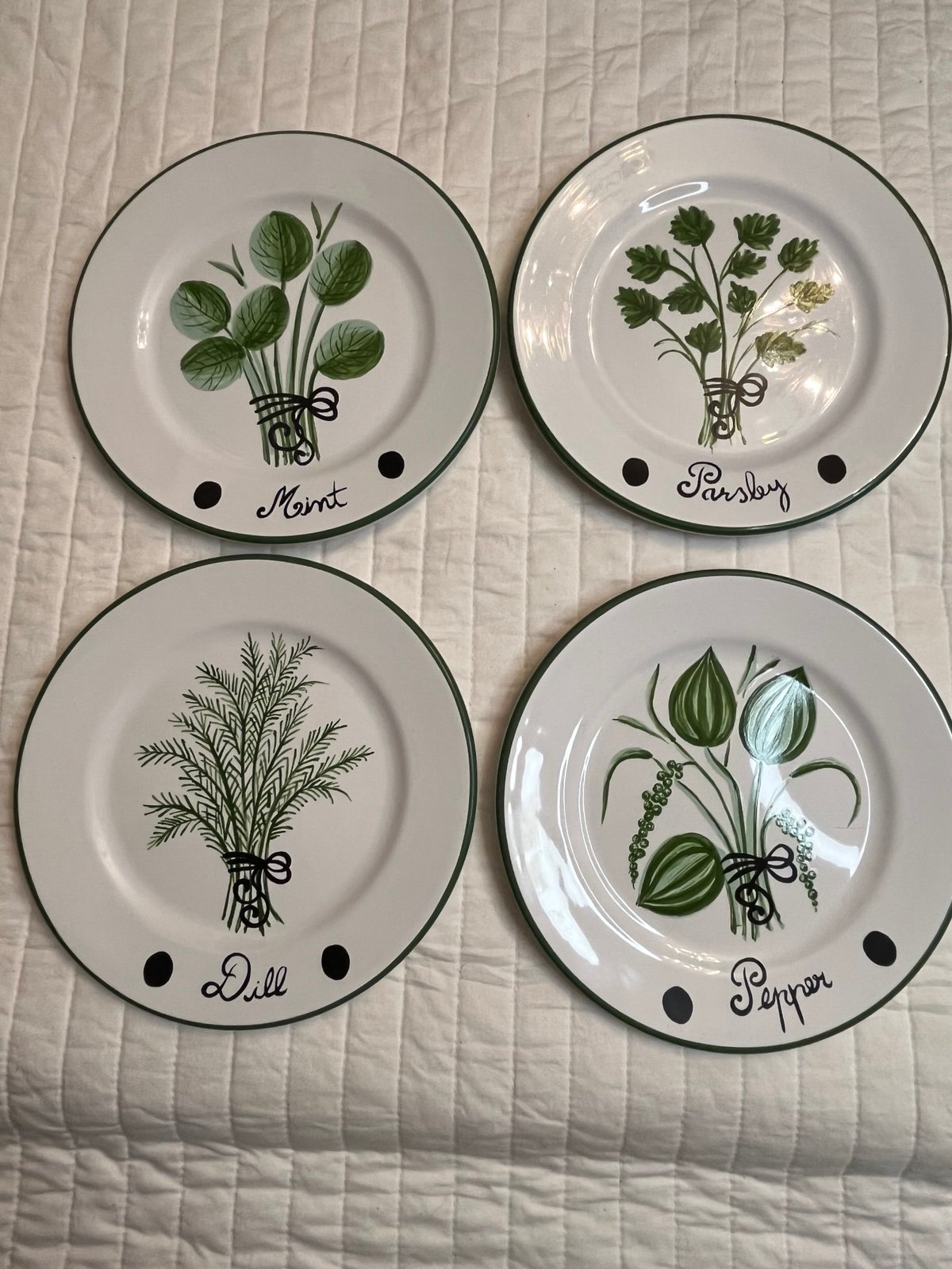 Vintage Gold creations set of 4 herb plates rare