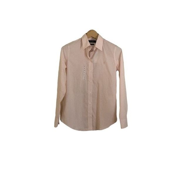 Lauren Ralph Lauren Gingham Cotton Dress Shirt Non-Iron Button-Up Long Sleeve Pi