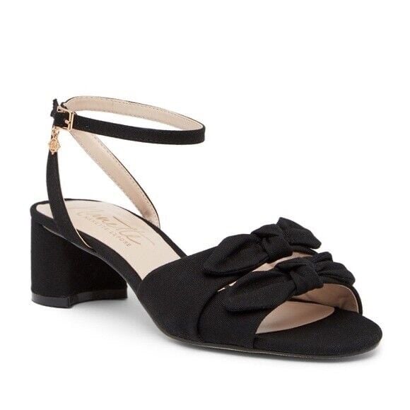 Nanette Lepore Danielle Black Block Heel Bow Sandal