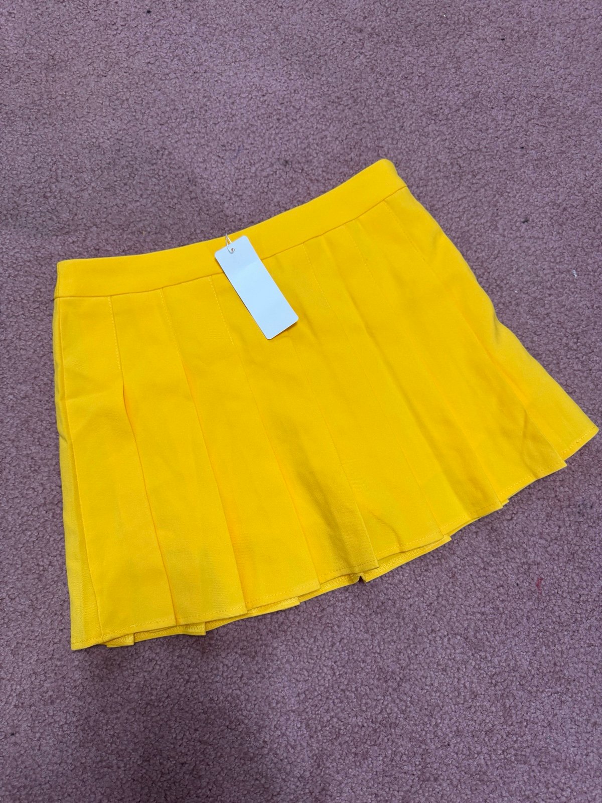 New large yellow pleated skirt skort mini tennis festival rave school girl