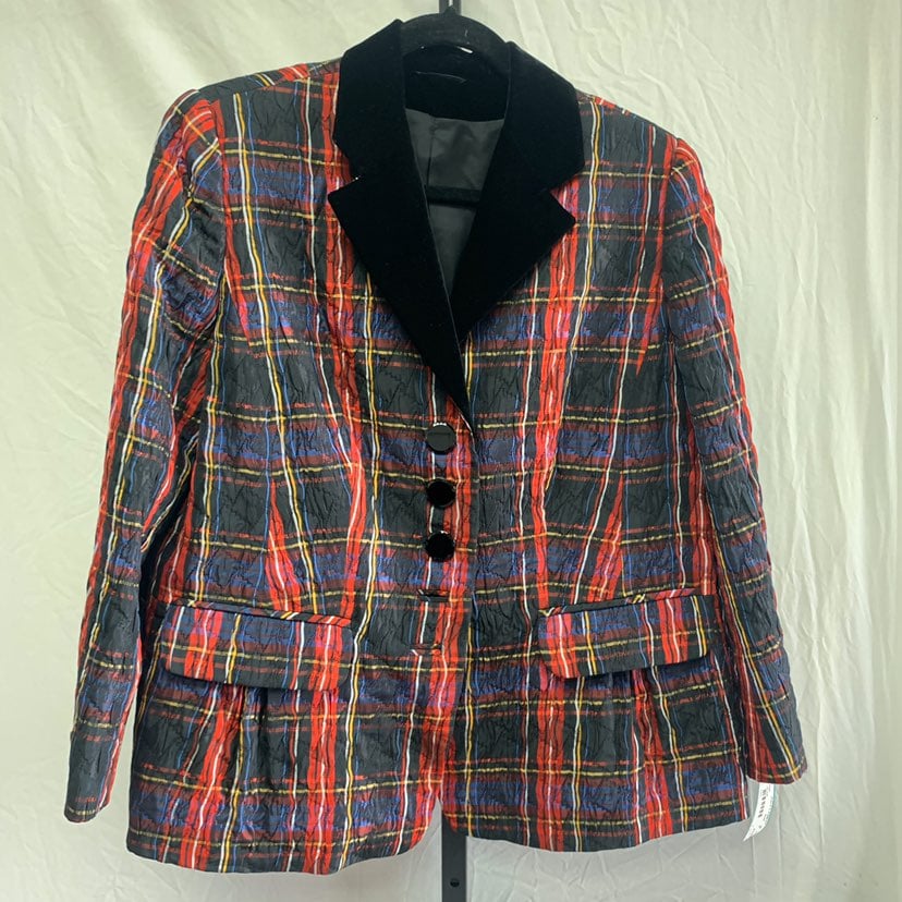 ALGO black watch plaid blazer velvet EUC