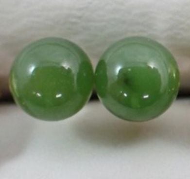 14K Gold Jade Stud Earrings