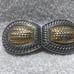 Paquette Silver Gold Interlocking Engraved Horseshoe Buckle Set Signed Great