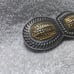 Paquette Silver Gold Interlocking Engraved Horseshoe Buckle Set Signed Great