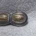 Paquette Silver Gold Interlocking Engraved Horseshoe Buckle Set Signed Great