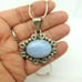 Blue Lace Agate Sterling Silver Necklace Snake Chain 20” Pendent Mint BeadRage