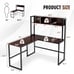 55 L-Shaped Desk Corner Computer Desk Writing Workstation Table w/Hutch Teak