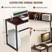 55 L-Shaped Desk Corner Computer Desk Writing Workstation Table w/Hutch Teak