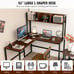 55 L-Shaped Desk Corner Computer Desk Writing Workstation Table w/Hutch Teak
