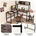55 L-Shaped Desk Corner Computer Desk Writing Workstation Table w/Hutch Teak