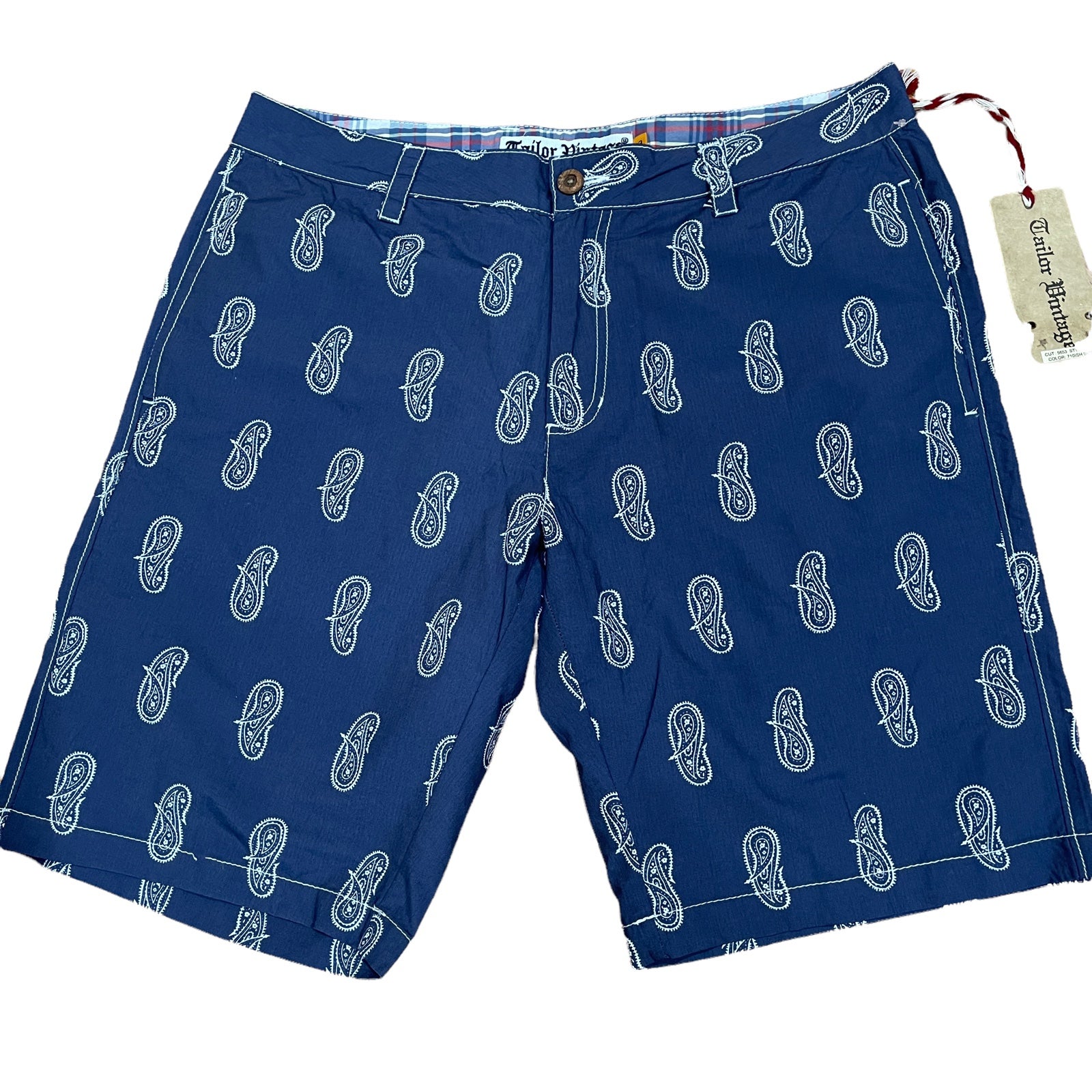 TAILOR VINTAGE HYBRID SWIM SHORTS MENS 33 ALL DAY WATER SWIM BLUE PAISLEY NEW