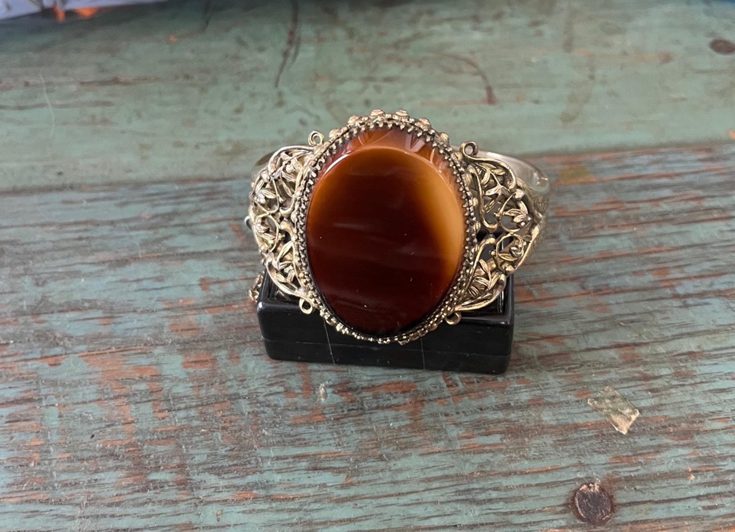 Vintage brass and stone bracelet
