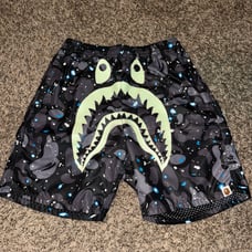 Bape Space Camo GITD Shark Beach Shorts