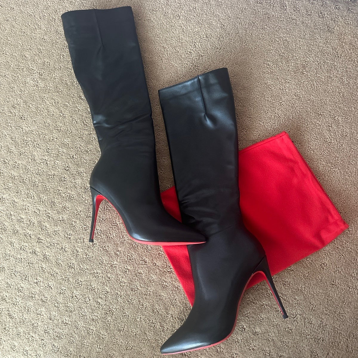 Knee high leather boot 10cm heels