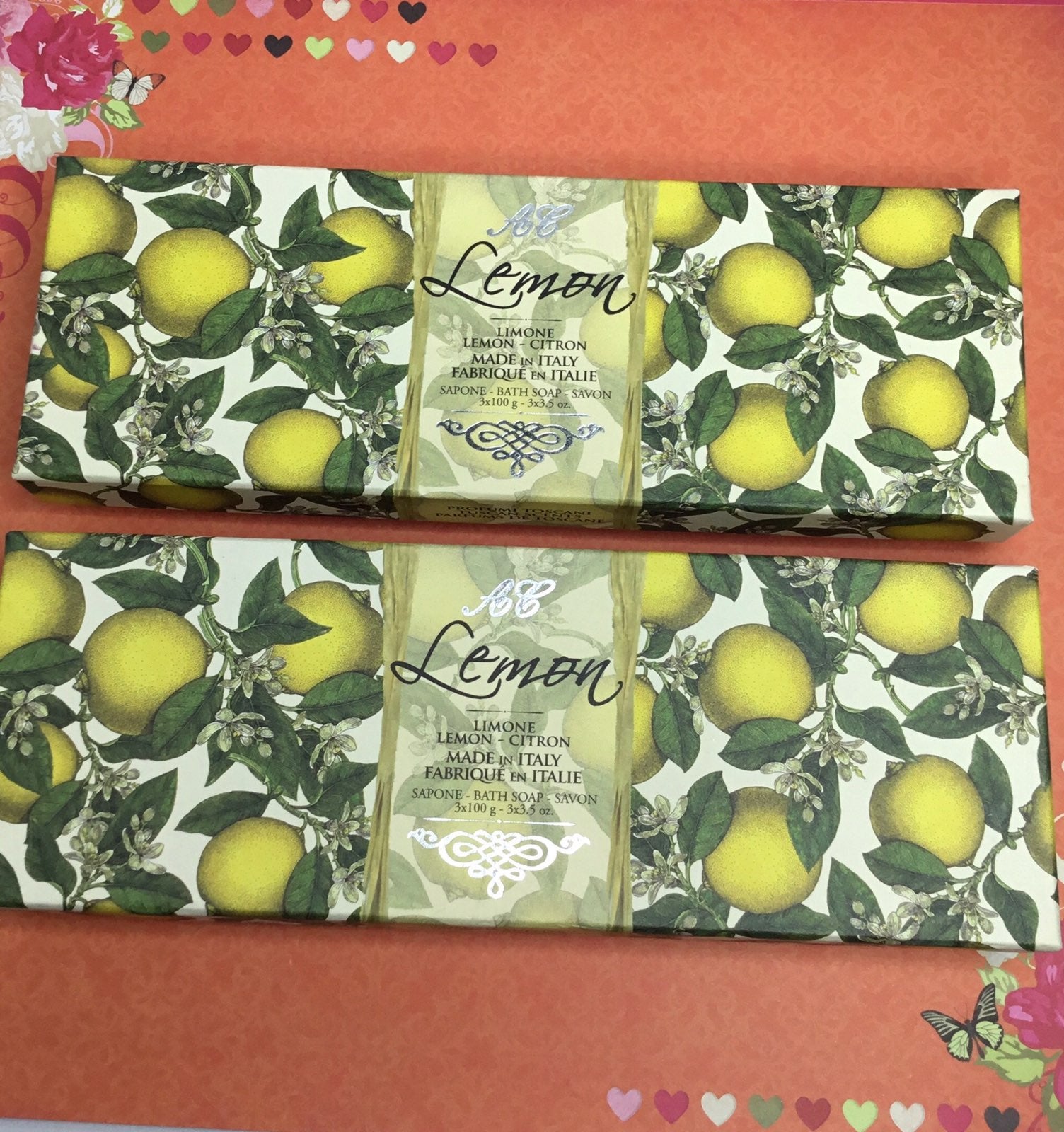 2 Lemon luxury bath soaps made in Ita