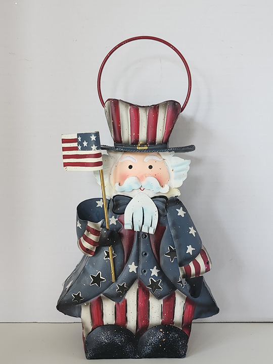 Home Interiors Americana Uncle Sam Patriotic Metal Lantern Candle Holder