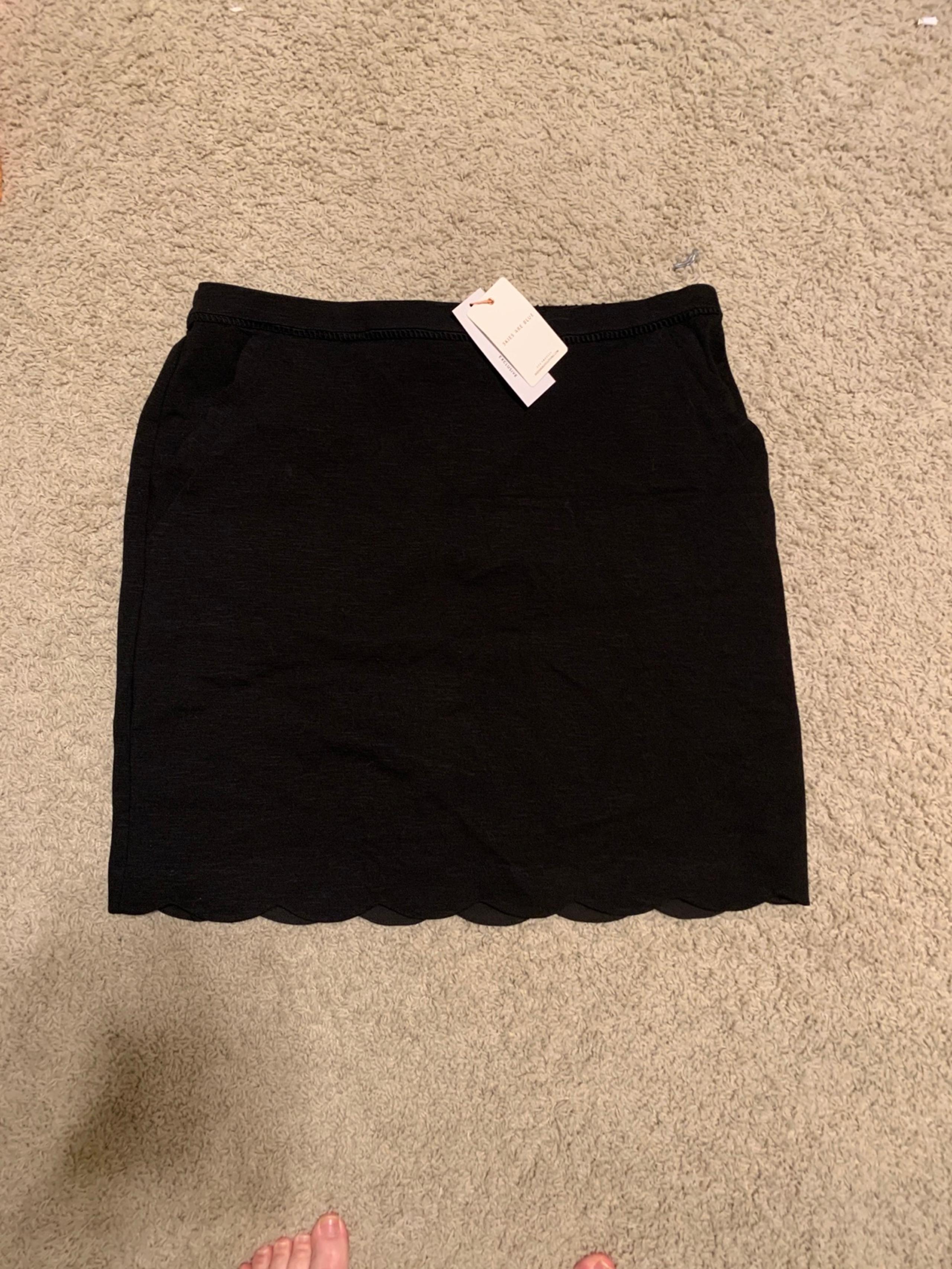 Skies are Blue Black Scalloped Skirt (with pockets!)