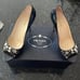Prada black taffeta jewel heels