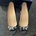 Prada black taffeta jewel heels