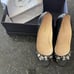 Prada black taffeta jewel heels