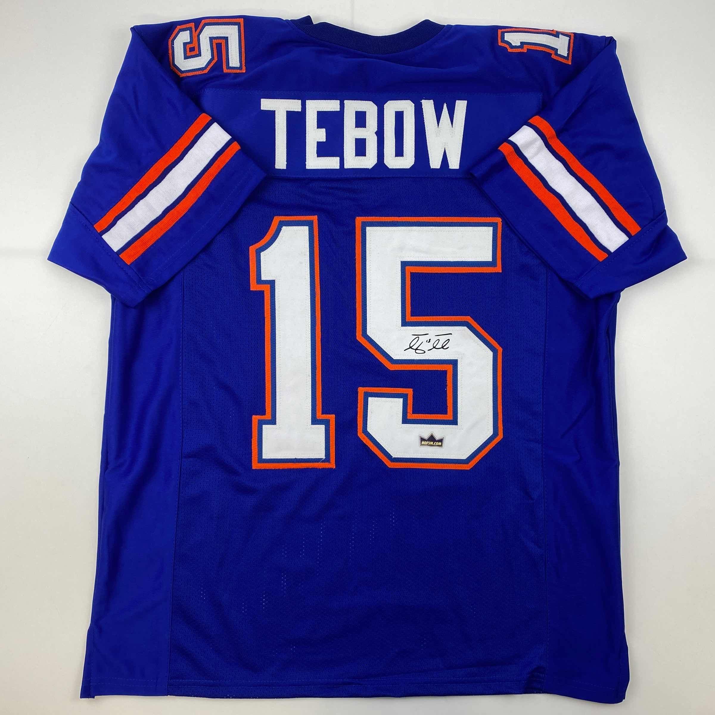 Facsimile Autographed Tim Tebow Florida Blue Auto Jersey Size Men's XL