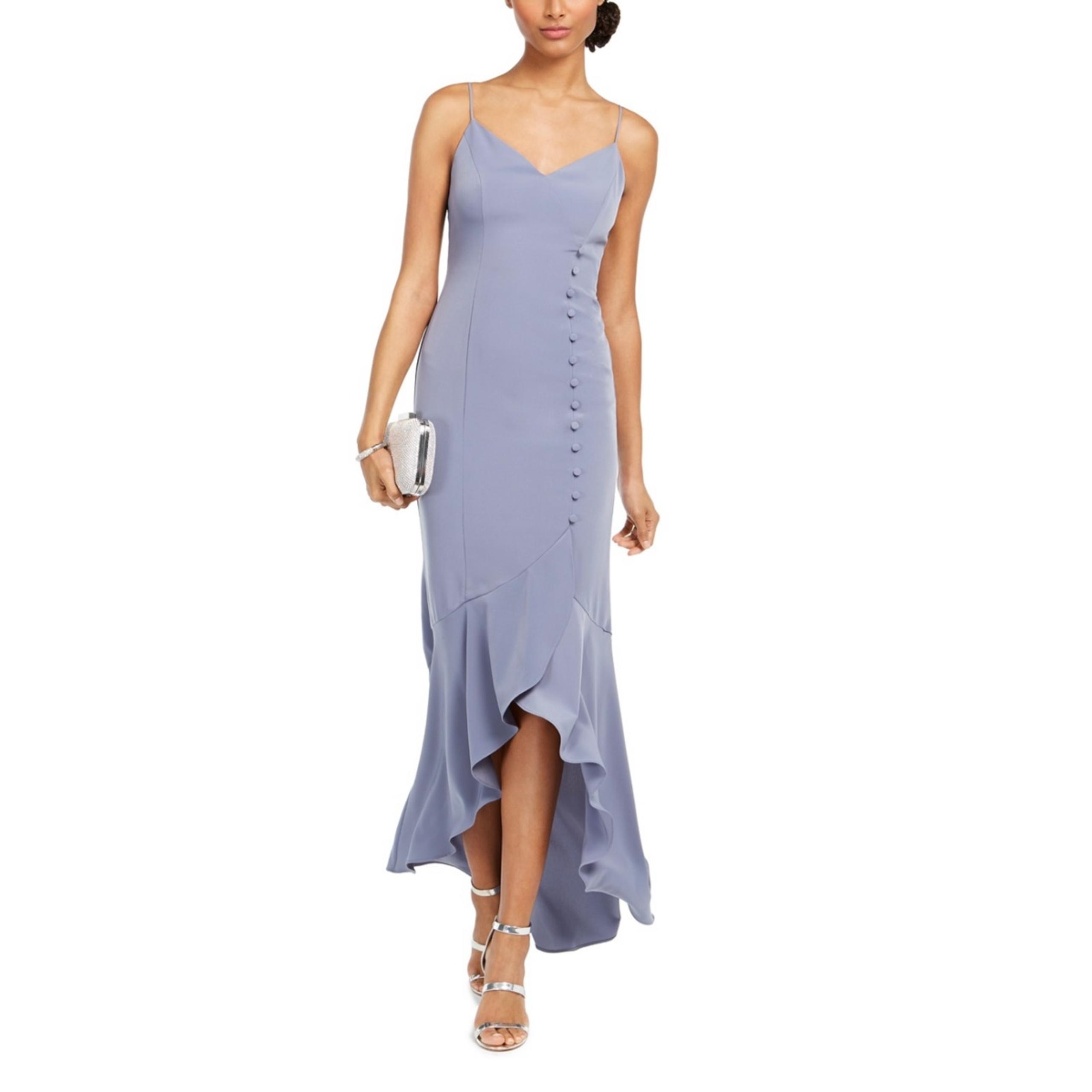 Adrianna Papell Women's Cocktail Dress Size 12 Blue Sleeveless High-Low Gown