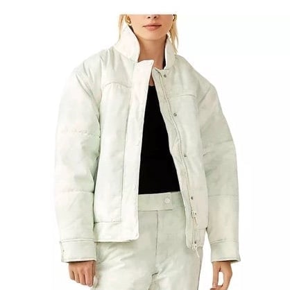 FP Movement Small Bunny Slope Printed Puffer Ski Jacket in Mountain Mist Sage