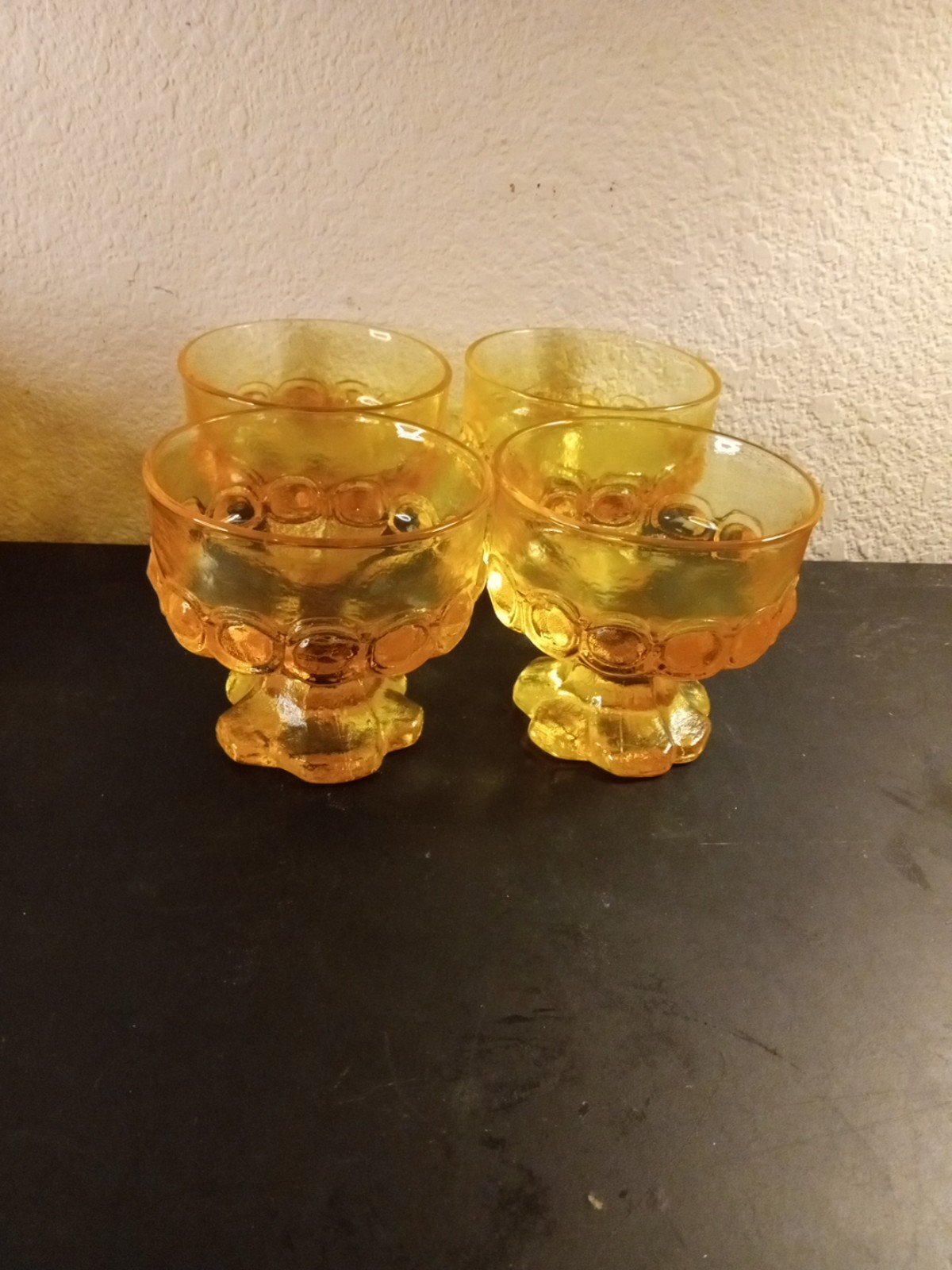 SIGNED RARE Fire & Light CITRUS Recycled Glass 6oz Desert Cups Set of 4