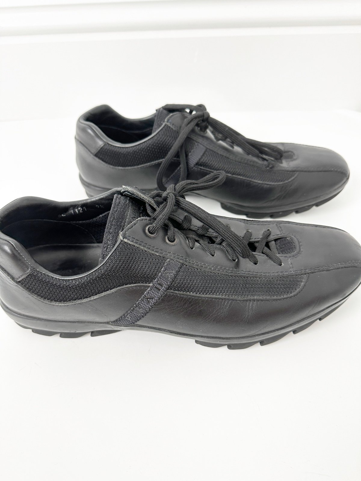 Prada Men’s Black Leather Sneakers 9.5