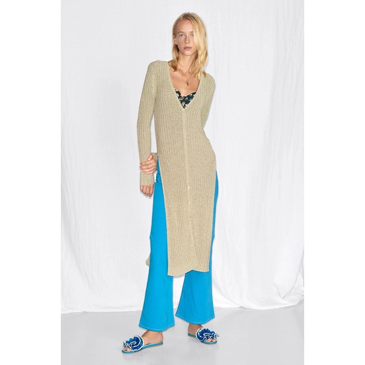 NWT SEE BY CHLOE Long Cardigan Side Slits Dark Ivory Spring 2019 Size XL