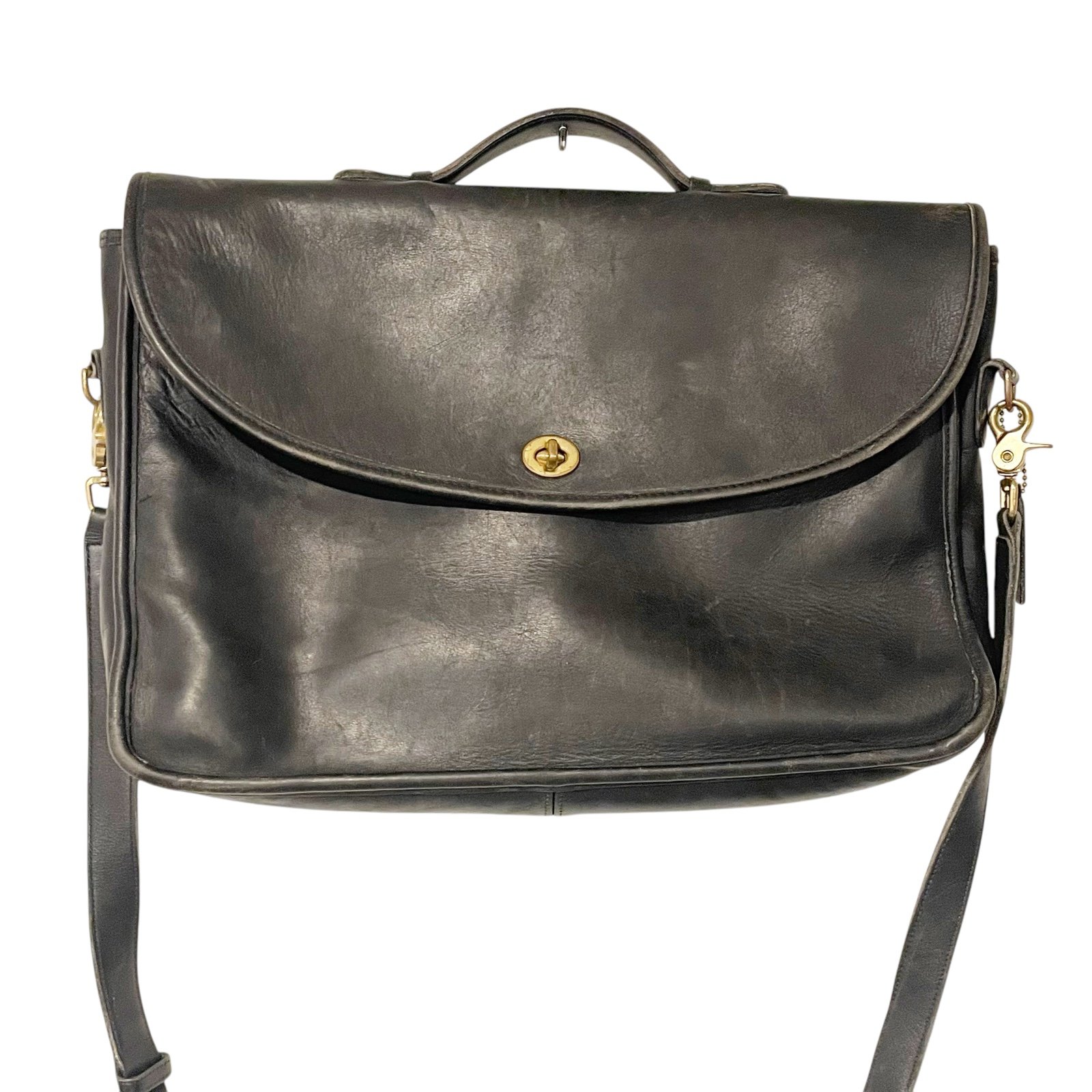 Coach Vintage Black 5265 Men's Leather Briefcase Shoulder Bag