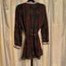 ZARA Deep Burgundy Green Boho Jacquard Long Sleeve Ribbon Tie Dress L NWT