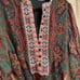 ZARA Deep Burgundy Green Boho Jacquard Long Sleeve Ribbon Tie Dress L NWT