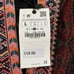 ZARA Deep Burgundy Green Boho Jacquard Long Sleeve Ribbon Tie Dress L NWT