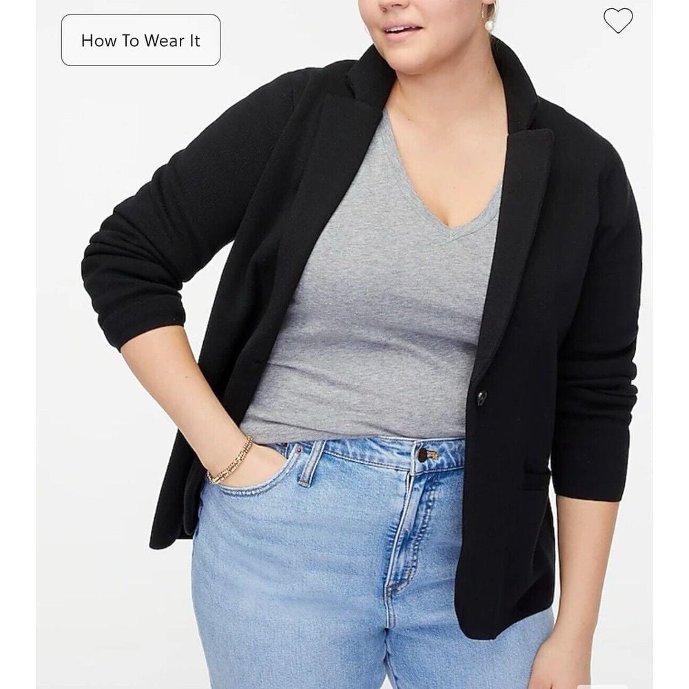 Women's J. Crew Schoolboy sweater blazer Black Sz XXL. Knit, Work, Boss, School