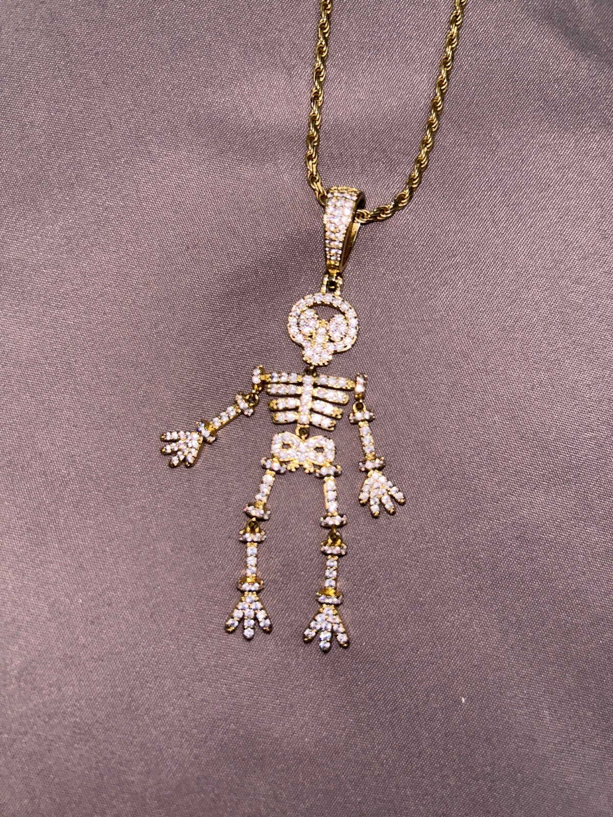 Gold moissanite moving skeleton chain 925
