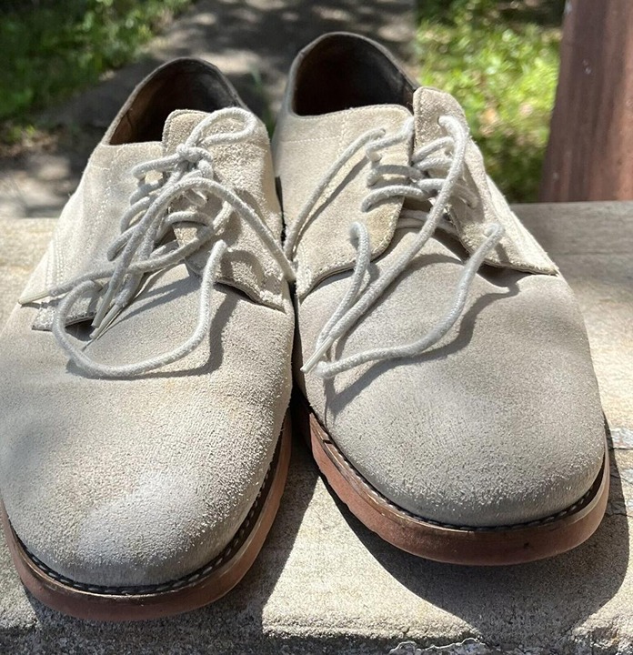 Hush Puppies Davis Slip on Oxford, Mens Shoes, white/Grey Suede, Size 12E