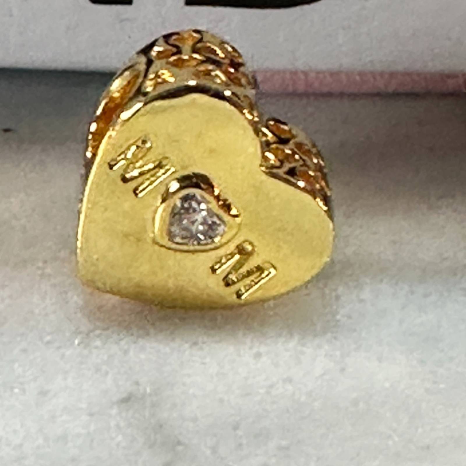 Authentic PANDORA Gold Plated MOM Crystal Charm, Retired