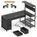 L Shaped Computer Desk with 5 Drawers and Storage Shelves, Corner Office Desk
