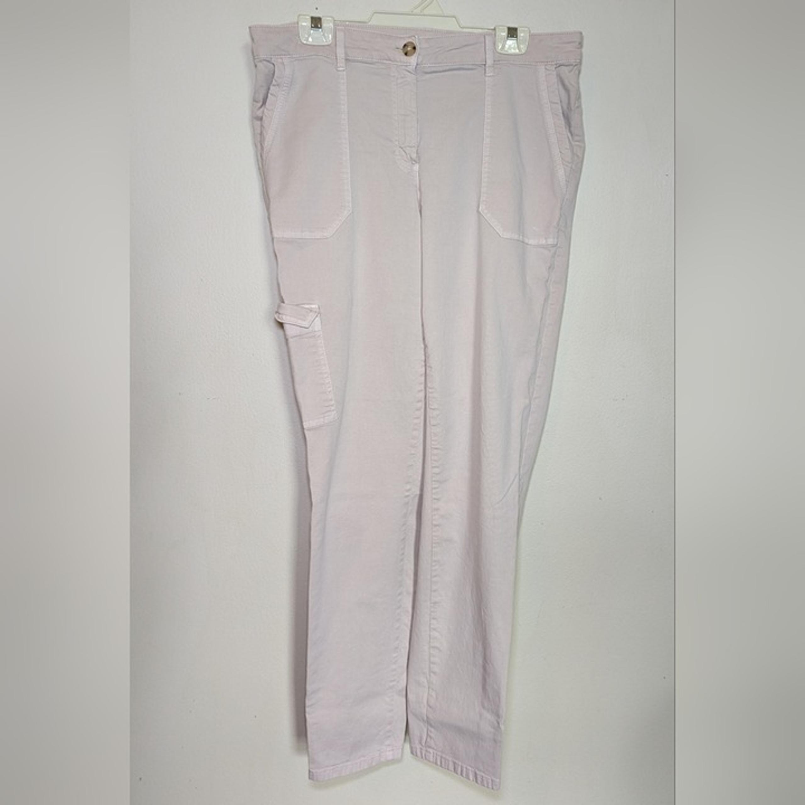 J Jill Cotton Khaki Cargo Pants Ankle Length with Stretch Women's Size 14 Tall